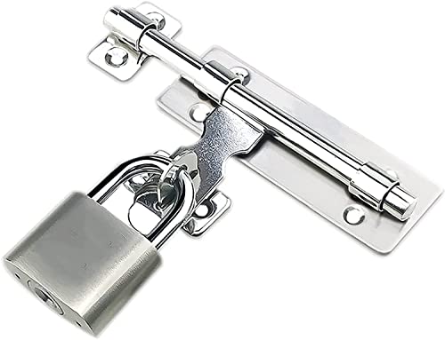 Hochleistungs-Vorhängeschloss, 2er-Packung Riegel, robuster Türschieberiegel mit Schrauben und Vorhängeschloss, verdicktes Edelstahl-Schiebeschloss for Türen(6 inches) von XUZWMAGZJ