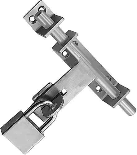Hochleistungs-Vorhängeschloss, Robuster Edelstahl-Türriegel, Schieberiegel for Holzzäune, Scheunentore, Türriegel mit Loch for Vorhängeschloss von XUZWMAGZJ