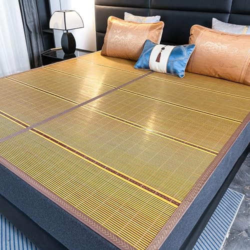 Sommer-Matratzenauflage aus Bambus, kühlende Isomatte, faltbare doppelseitige Bambusmatte fürs Bett(90x190cm) von XUZWMAGZJ