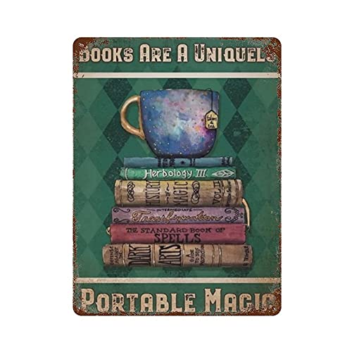 Books Are A Uniquely Portable Vintage Metal Tin Signs Iron Painting Plaque Metal Sign Decor Home Garden Patio Wall Decoration Bar Decor Poster Painting Tin Sign Board Coffee 40,6 x 30,5 cm von XVBCDFG