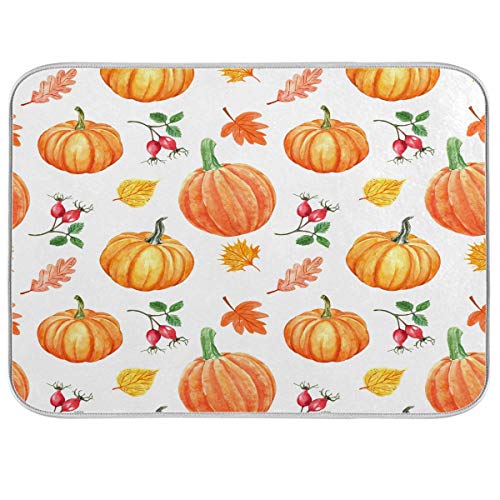Geschirr Trocknen Matten Kitchen Dish Drying Mat Fall Maple Leaves Pumpkin Multifunctional Kitchen Heat Proof Mat, Dish Drying Rack Pads Kitchen Counter Mat 16 x 18 Inch Geschirr Trocknen Matten Kitchen Dish Drying Mat Fall Maple Leaves Pumpkin Multifunctional Kitchen Heat Proof Mat, Dish Drying Rack Pads Kitchen Counter Mat 16 x 18 Inch von XVBCDFG