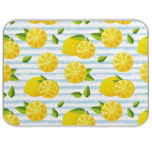 Geschirr Trocknen Matten Kitchen Sink Dish Drying Mat Lemon Leaf Stripes Multifunctional Kitchen Heat Proof Mat, Extra Large Dish Mat for Kitchen Counter 18 x 24 Inch Geschirr Trocknen Matten Kitchen Sink Dish Drying Mat Lemon Leaf Stripes Multifunctional Kitchen Heat Proof Mat, Extra Large Dish Mat for Kitchen Counter 18 x 24 Inch von XVBCDFG