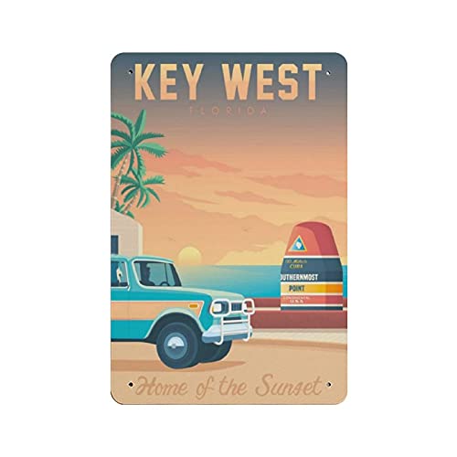 Key West Metall-Blechschild, rustikal, Vintage-Stil, 30 x 20 cm von XVBCDFG