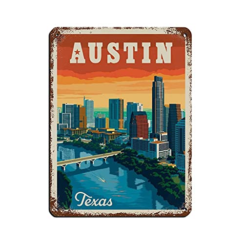 Vintage Stadtbild Schild Austin Texas Vintage Stadtbild Schild Vintage Blechschild Home Office Küche Pub Club Cafe Bar Bauernhof Restaurant Kollektion Metall Wanddekoration von XVBCDFG