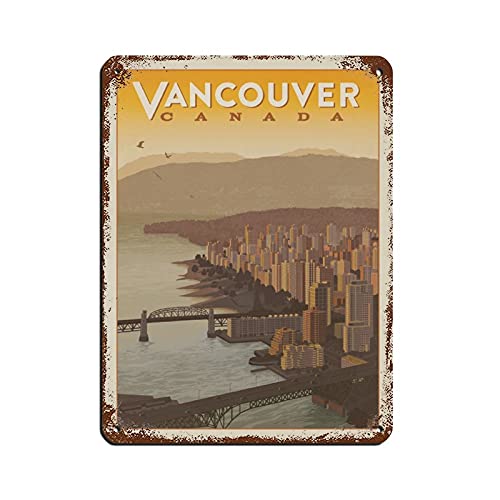 Vintage Stadtbild Schild Vancouver Skyline Kanada Vintage Blechschild Home Office Küche Pub Club Cafe Bar Bauernhof Restaurant Kollektion Metall Wanddekoration von XVBCDFG