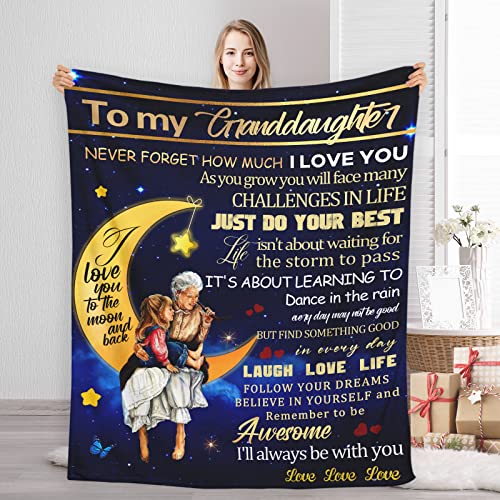 XVBCDFG Decke für Enkelin, Aufschrift "To My Granddaughter", Decke von Oma, 127 x 101 cm, Enkelin, Geschenke für Geburtstag, Weihnachten, Abschluss, Muttertag, Hochzeit, Jahrestag, Geschenkidee, weich von XVBCDFG