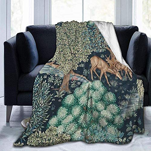 XVBCDFG Decken, William Morris The Brook Überwurfdecke, superweiche Micro-Fleece-Decke, weich und stilvoll, warme Decke für erwachsene Eltern und Kinder auf dem Schlafsofa, 152 x 127 cm von XVBCDFG