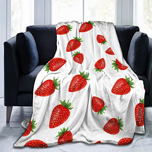 XVBCDFG Flanell-Fleece-Überwurf, Decke mit Erdbeeren-Muster, Sofaüberwurf, personalisierte Decken für Erwachsene und Kinder, Decken für Familie, 152,4 x 127,7 cm von XVBCDFG