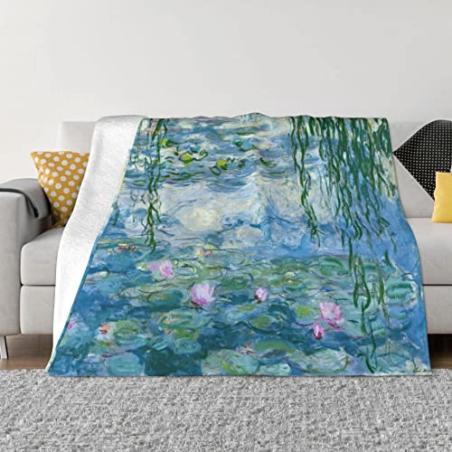 XVBCDFG Monet Wasserlilien weiche Decke für alle Jahreszeiten, flauschiger Überwurf, warm, leicht, Flanelldecken, Fleece-Überwurf für Bett, Sofa, Couch, Reisen, Zuhause, Wohnzimmer, Dekoration, 152,4 von XVBCDFG