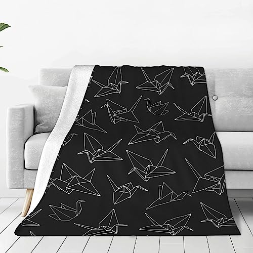 XVBCDFG Origami-Papier-Kranichvogel, Flanell-Fleece-Bettdecke, Überwurfdecke für Erwachsene und Kinder, weicher Überwurf, gemütlich, warme Decke für Couch, Sofa, Bett, 203,2 x 152,4 cm von XVBCDFG