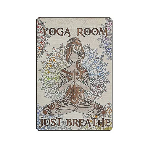 Yoga Room Just Breathe Vintage Metall-Blechschild für Zuhause, Café, Büro, Wandkunst, Metall-Poster, Garage, Dekoration, Männerhöhle, Schild von XVBCDFG