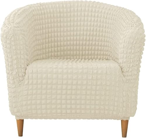 XVBVS Einzigartige Bubble Grid Clubsessel Schonbezug Stretch Stuhlhussen für Sessel, Einzelsitz Sesselüberwurf Sesselhusse Stilvolle Couch überzug für Wohnzimmer-Bar-Café (Color : Beige) von XVBVS