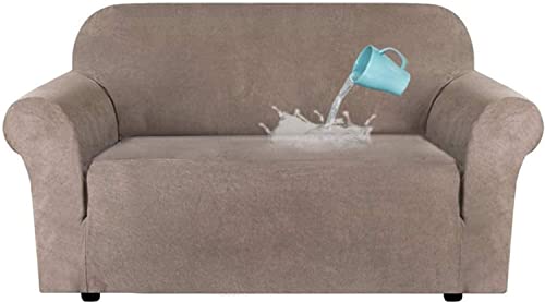 XVBVS Stretch-Sofabezug, Wildleder-sofaschoner, Wasserabweisende Couchbezug, Weiche Sofaüberwurf, Rutschfester Möbelschutz für Wohnzimmer (Color : Taupe, Size : 2 Seater(122-172cm)) von XVBVS