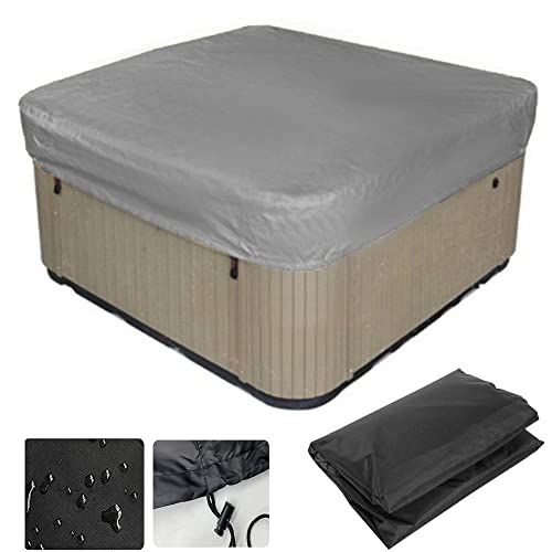 wasserdichte Quadratische Whirlpool-Abdeckung, UV-beständige SPA-Abdeckung mit Elastischem Seil, Garten-Hot-Spring-Bad-Schwimmbad-Möbel-Staubschutz, 210D Oxford-Stoff (207 * 207 * 30cm,Grau) von XVBVS