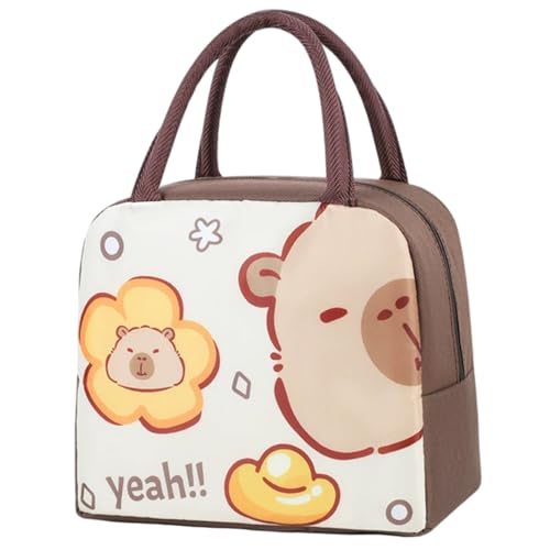 1 PC Capybara Lunchbox süße Aluminiumfolie Isolierte Lunchbeutel mit verstärktem Griff wiederverwendbarer wasserdichtes Capybara -Tasche für Arbeitsschule, 9x7.5x5in. von XVHOAB