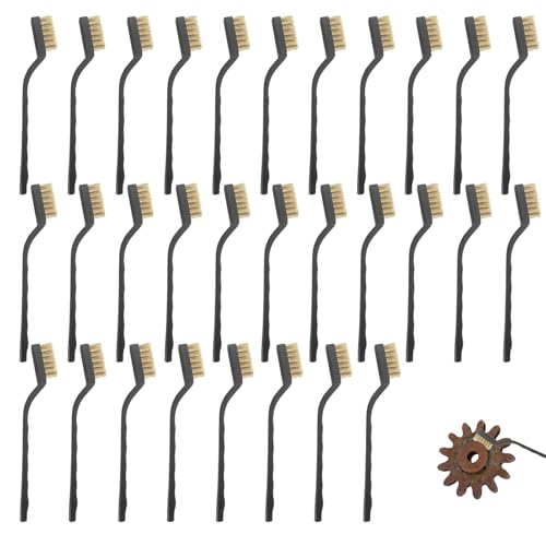 30 pcs Messingdrahtbürste Langes Draht Zahnbürste 6.7x1, 6 Zoll mit einem Rutschgehäuse mit einem Rutsch geschwungener Griff Hängende Loch Black Mini Reinigungsbürste für Maschinen, Bodenfliesen von XVHOAB