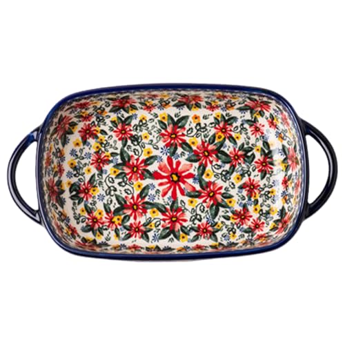 Auflaufform, 730 ml hitzebeständiger Keramikofenschale mit zwei Gräbern, Daisy-Druck-Rechteck-Lasagne, nicht schlupfbarer Auflaufschalen für Ofenküche Auflaufform, 730 ml hitzebeständiger Keramikofenschale mit zwei Gräbern, Daisy-Druck-Rechteck-Lasagne, nicht schlupfbarer Auflaufschalen für Ofenküche von XVHOAB