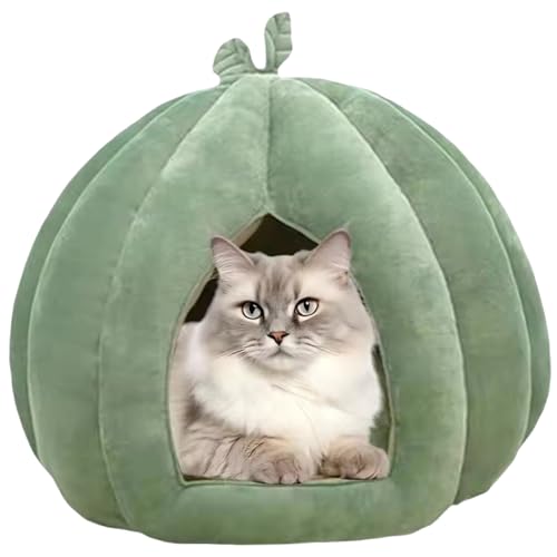 Katzenhöhlenbett, 14x14x12 Zoll weiches süßes warmes Kürbiskatzenbett mit abnehmbarem Kissen leicht zu reinigen, große überdachte Hausversteck für Innenhomecat -Höhle von XVHOAB