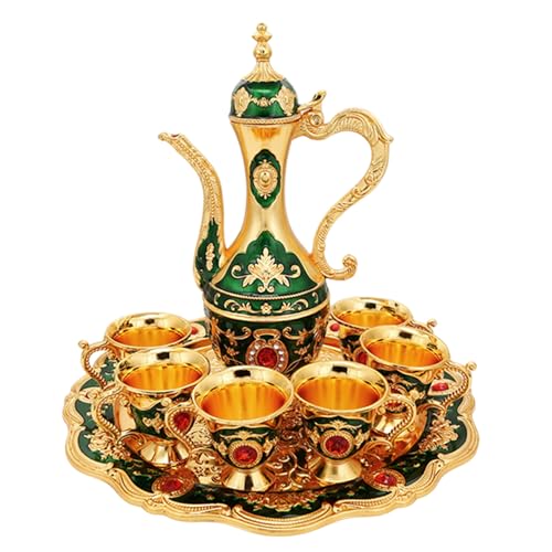 Marokkanischer Tee -Set, 6pcs Turkische Kaffeetasse Set mit Topf, Vintage -Küchenzubehör für Zuhause, Party, Hochzeit, Grün Marokkanischer Tee -Set, 6pcs Turkische Kaffeetasse Set mit Topf, Vintage -Küchenzubehör für Zuhause, Party, Hochzeit, Grün von XVHOAB