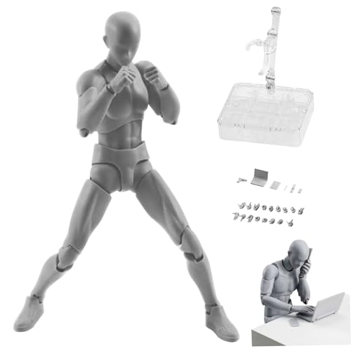 Mini Action Figur bewegliche Gesten PVC Leichtes Modell steht Puppenkörper-Chan-Set mit Sockelunterstützung für das Skizzieren, Malen, Zeichnen von Männern von XVHOAB