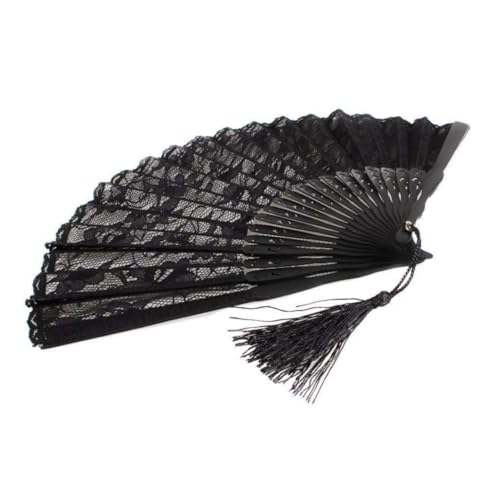 XVHOAB Klapper Handlüfter tragbarer Spitze Handheld -Fan schwarzer Chinesisch für Party -Kostümkleid. von XVHOAB