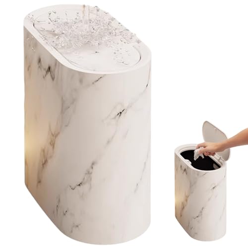XVHOAB Schmaler Badezimmermüll, wasserdichtes und Anti-Odor-Slim-Müll mit Deckel, Kunststoff-Marmormuster Staubbehälter, moderner Abfallkorb für Küche, Schlafzimmer, Büro, 11x11x6in XVHOAB Schmaler Badezimmermüll, wasserdichtes und Anti-Odor-Slim-Müll mit Deckel, Kunststoff-Marmormuster Staubbehälter, moderner Abfallkorb für Küche, Schlafzimmer, Büro, 11x11x6in von XVHOAB
