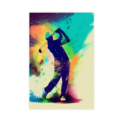 XVHOGAS Abstraktes farbenfrohes cooles Golf-Hand-Leinwand-Poster, Wandkunst, Dekordruck, Bild Gemälde für Wohnzimmer, Schlafzimmer, Dekoration, 40 x 60 cm von XVHOGAS