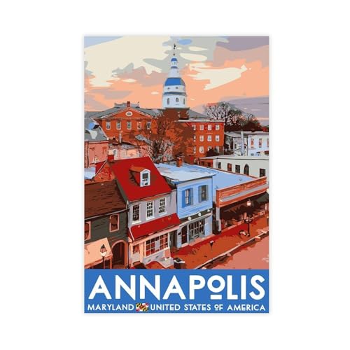 XVHOGAS Annapolis, Maryland Vintage-Reiseposter auf Leinwand, Wandkunst, Dekordruck, Bild Gemälde für Wohnzimmer, Schlafzimmer, Dekoration, 30 x 45 cm XVHOGAS Annapolis, Maryland Vintage-Reiseposter auf Leinwand, Wandkunst, Dekordruck, Bild Gemälde für Wohnzimmer, Schlafzimmer, Dekoration, 30 x 45 cm von XVHOGAS