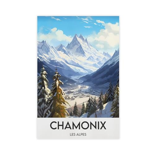 XVHOGAS Chamonix Reiseposter mit Alpen auf Leinwand, Wandkunst, Dekordruck, Bild Gemälde für Wohnzimmer, Schlafzimmer, Dekoration, 30 x 45 cm XVHOGAS Chamonix Reiseposter mit Alpen auf Leinwand, Wandkunst, Dekordruck, Bild Gemälde für Wohnzimmer, Schlafzimmer, Dekoration, 30 x 45 cm von XVHOGAS