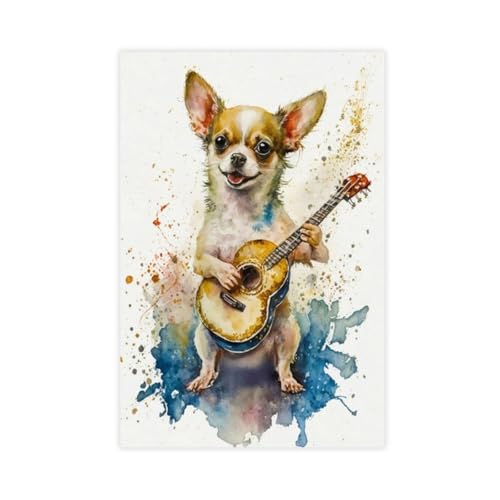 XVHOGAS Chihuahua-Gitarristen-Aquarellgemälde, Leinwand, Poster, Schlafzimmer, Dekoration, Landschaft, Büro, Raumdekoration, Geschenk, 60 x 90 cm XVHOGAS Chihuahua-Gitarristen-Aquarellgemälde, Leinwand, Poster, Schlafzimmer, Dekoration, Landschaft, Büro, Raumdekoration, Geschenk, 60 x 90 cm von XVHOGAS