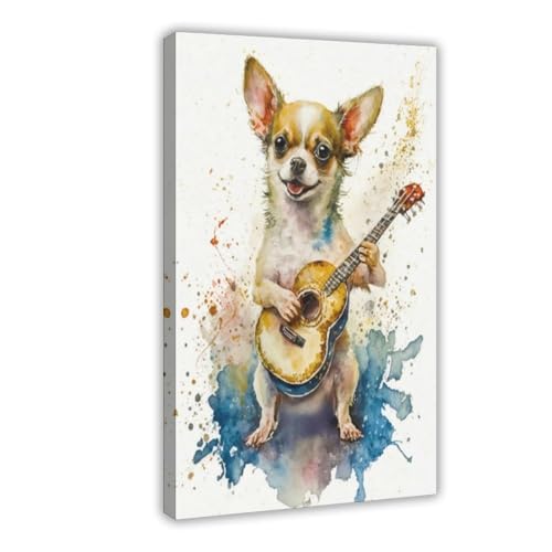XVHOGAS Chihuahua-Gitarristen-Aquarellgemälde, Leinwand-Poster, Wandkunst, Dekordruck, Bild Gemälde für Wohnzimmer, Schlafzimmer, Dekoration, 30 x 45 cm XVHOGAS Chihuahua-Gitarristen-Aquarellgemälde, Leinwand-Poster, Wandkunst, Dekordruck, Bild Gemälde für Wohnzimmer, Schlafzimmer, Dekoration, 30 x 45 cm von XVHOGAS