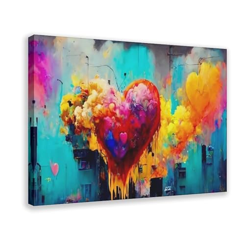 XVHOGAS Graffiti-Kunstgemälde auf Leinwand, Herzform, Schlafzimmer, Dekoration, Landschaft, Büro, Raumdekoration, Geschenk, 20 x 30 cm XVHOGAS Graffiti-Kunstgemälde auf Leinwand, Herzform, Schlafzimmer, Dekoration, Landschaft, Büro, Raumdekoration, Geschenk, 20 x 30 cm von XVHOGAS