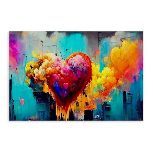 XVHOGAS Graffiti-Kunstgemälde auf Leinwand, Herzform, Wandkunst, Dekordruck, Bild Gemälde für Wohnzimmer, Schlafzimmer, Dekoration, 20 x 30 cm XVHOGAS Graffiti-Kunstgemälde auf Leinwand, Herzform, Wandkunst, Dekordruck, Bild Gemälde für Wohnzimmer, Schlafzimmer, Dekoration, 20 x 30 cm von XVHOGAS