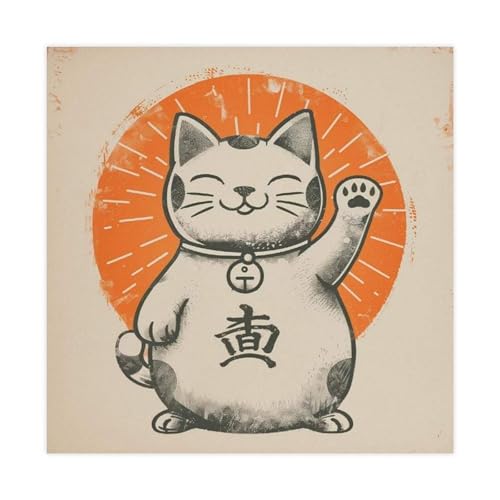 XVHOGAS Japanisches Retro-Poster mit Maneki-Neko-Glückskatze auf Leinwand, Schlafzimmer, Dekoration, Landschaft, Büro, Raumdekoration, Geschenk, 70 x 70 cm XVHOGAS Japanisches Retro-Poster mit Maneki-Neko-Glückskatze auf Leinwand, Schlafzimmer, Dekoration, Landschaft, Büro, Raumdekoration, Geschenk, 70 x 70 cm von XVHOGAS