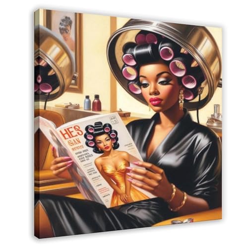 XVHOGAS Kunstposter "Friseursalon", schwarze Frauen, 2 Stück, Leinwand-Poster, Wandkunst, Dekordruck, Bild Gemälde für Wohnzimmer, Schlafzimmer, Dekoration, 30 x 30 cm XVHOGAS Kunstposter "Friseursalon", schwarze Frauen, 2 Stück, Leinwand-Poster, Wandkunst, Dekordruck, Bild Gemälde für Wohnzimmer, Schlafzimmer, Dekoration, 30 x 30 cm von XVHOGAS