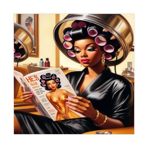 XVHOGAS Kunstposter "Friseursalon", schwarze Frauen, 2 Stück, Leinwand-Poster, Wandkunst, Dekordruck, Bild Gemälde für Wohnzimmer, Schlafzimmer, Dekoration, 50 x 50 cm XVHOGAS Kunstposter "Friseursalon", schwarze Frauen, 2 Stück, Leinwand-Poster, Wandkunst, Dekordruck, Bild Gemälde für Wohnzimmer, Schlafzimmer, Dekoration, 50 x 50 cm von XVHOGAS