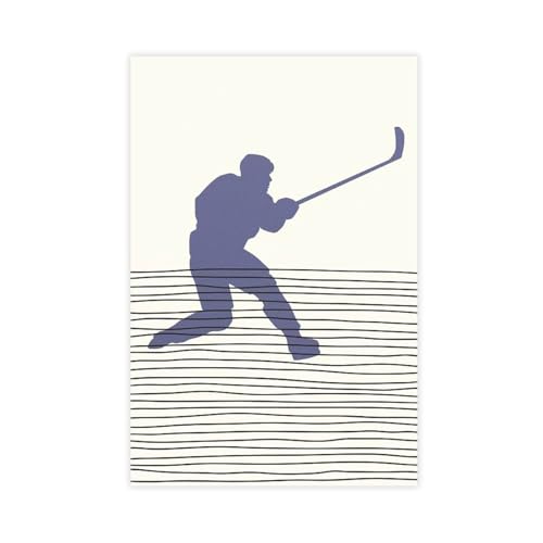 XVHOGAS Leinwand-Poster, Silhouettengemälde eines mittelalterlichen Eishockeyspielers (1), Schlafzimmer, Dekoration, Landschaft, Büro, Raumdekoration, Geschenk, 30 x 45 cm von XVHOGAS