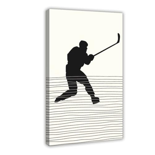 XVHOGAS Leinwand-Poster, Silhouettengemälde eines mittelalterlichen Eishockeyspielers (2), Wandkunst, Dekordruck, Gemälde für Wohnzimmer, Schlafzimmer, Dekoration, 60 x 90 cm von XVHOGAS