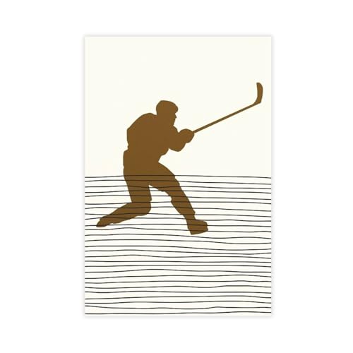 XVHOGAS Leinwand-Poster, Silhouettengemälde eines mittelalterlichen Eishockeyspielers (8), Schlafzimmerdekoration, Landschaft, Büro, Raumdekoration, Geschenk, 30 x 45 cm von XVHOGAS