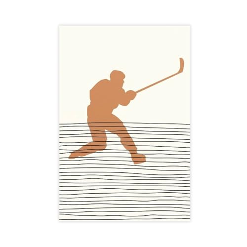 XVHOGAS Leinwand-Poster, Silhouettengemälde eines mittelalterlichen Eishockeyspielers (9), Schlafzimmerdekoration, Landschaft, Büro, Raumdekoration, Geschenk, 50 x 75 cm von XVHOGAS