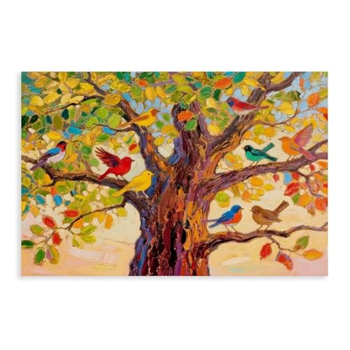 XVHOGAS Leinwandposter, Motiv: Die bunten Vögel in den Bäumen, Wandkunst, Dekordruck, Bild Gemälde für Wohnzimmer, Schlafzimmer, Dekoration, 60 x 90 cm XVHOGAS Leinwandposter, Motiv: Die bunten Vögel in den Bäumen, Wandkunst, Dekordruck, Bild Gemälde für Wohnzimmer, Schlafzimmer, Dekoration, 60 x 90 cm von XVHOGAS