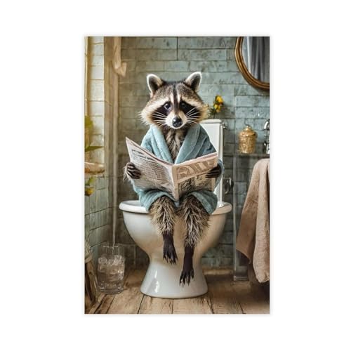 XVHOGAS Leinwandposter "Ein Waschbär trägt einen Bademantel auf der Toilette", Wandkunst, Dekordruck, Bild, Gemälde für Wohnzimmer, Schlafzimmer, Dekoration, 60 x 90 cm XVHOGAS Leinwandposter "Ein Waschbär trägt einen Bademantel auf der Toilette", Wandkunst, Dekordruck, Bild, Gemälde für Wohnzimmer, Schlafzimmer, Dekoration, 60 x 90 cm von XVHOGAS