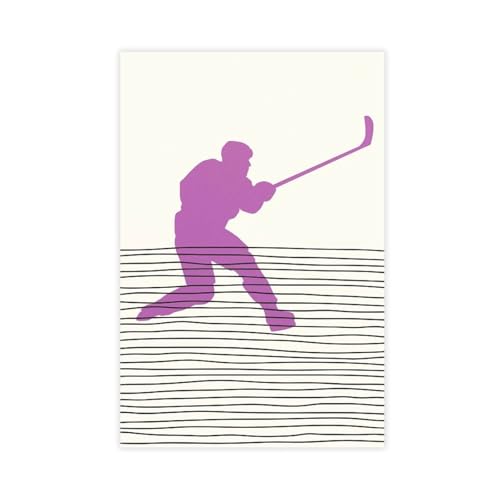 XVHOGAS Leinwandposter mit Silhouettengemälde eines mittelalterlichen Eishockeyspielers (6), Wandkunst, Dekordruck, Gemälde für Wohnzimmer, Schlafzimmer, Dekoration, 20 x 30 cm von XVHOGAS