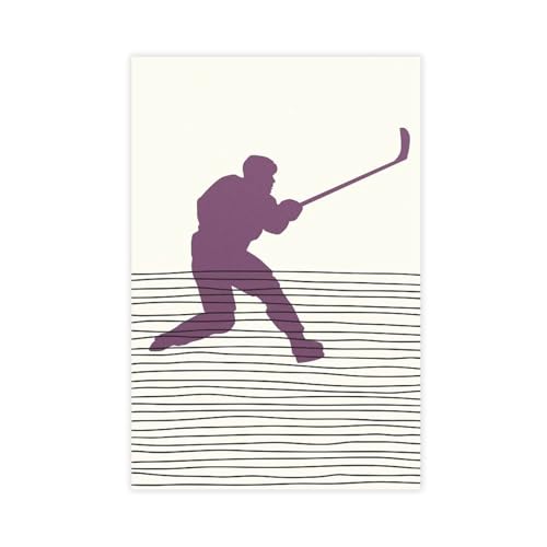 XVHOGAS Leinwandposter mit Silhouettengemälde eines mittelalterlichen Eishockeyspielers (7), Wandkunst, Dekordruck, Gemälde für Wohnzimmer, Schlafzimmer, Dekoration, 40 x 60 cm von XVHOGAS