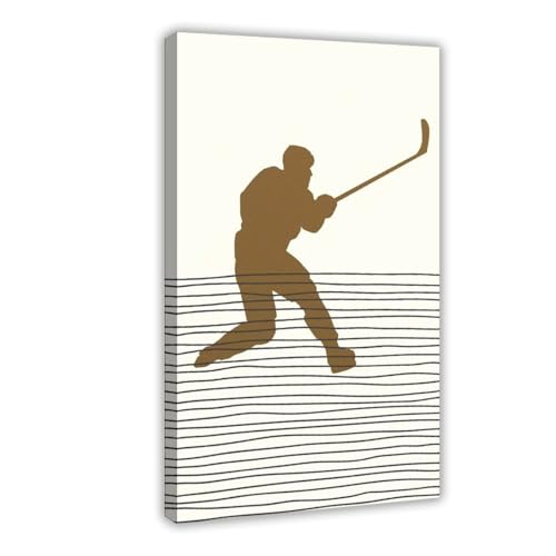 XVHOGAS Leinwandposter mit Silhouettengemälde eines mittelalterlichen Eishockeyspielers (8), Wandkunst, Dekordruck, Gemälde für Wohnzimmer, Schlafzimmer, Dekoration, 60 x 90 cm von XVHOGAS