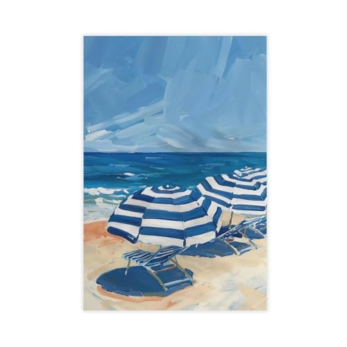 XVHOGAS Leinwandposter mit blauem Strandschirm, Motiv: Sommer, italienischer Strandschirm, Wandkunst, Dekordruck, Gemälde für Wohnzimmer, Schlafzimmer, Dekoration, 50 x 75 cm XVHOGAS Leinwandposter mit blauem Strandschirm, Motiv: Sommer, italienischer Strandschirm, Wandkunst, Dekordruck, Gemälde für Wohnzimmer, Schlafzimmer, Dekoration, 50 x 75 cm von XVHOGAS
