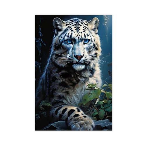 XVHOGAS Ölgemälde mit Schneeleopard, Kunstposter (2), Leinwandposter, Wandkunst, Dekordruck, Bild Gemälde für Wohnzimmer, Schlafzimmer, Dekoration, 40 x 60 cm von XVHOGAS