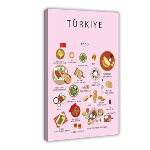 XVHOGAS Poster auf Leinwand, Motiv: türkisches Essen, Wandkunst, Dekordruck, Gemälde für Wohnzimmer, Schlafzimmer, Dekoration, 30 x 45 cm von XVHOGAS
