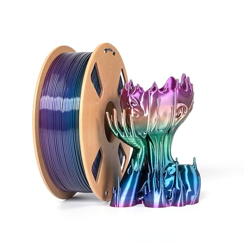 Seiden Rainbow PLA Filament Regenbogen 1.75mm 3D Drucker Filament Silk Mehrfarbige PLA 1kg/2.2lb Gradient Changing 3D Filament, Kompatibel mit den Meisten FDM 3D Druckern, Seide Regenbogen Multicolor von XVICO