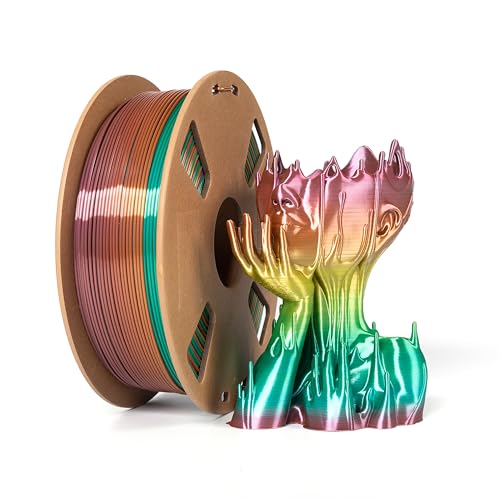 Silk PLA Filament 1.75mm Silk Regenbogen 3D Drucker Filament 1.75 1kg 2,2lb Silk PLA Silky PLA Filament Maßgenauigkeit +/- 0,02mm, 1kg (2.2lb) Spule, Silk Rainbow +/- 0,03 mm von XVICO